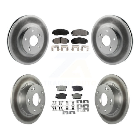 Front Rear Coated Disc Brake Rotors And Ceramic Pads Kit For Honda Accord Acura TSX KGT-100855