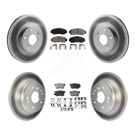 Front Rear Coated Disc Brake Rotors And Ceramic Pads Kit For Acura TL KGT-100856