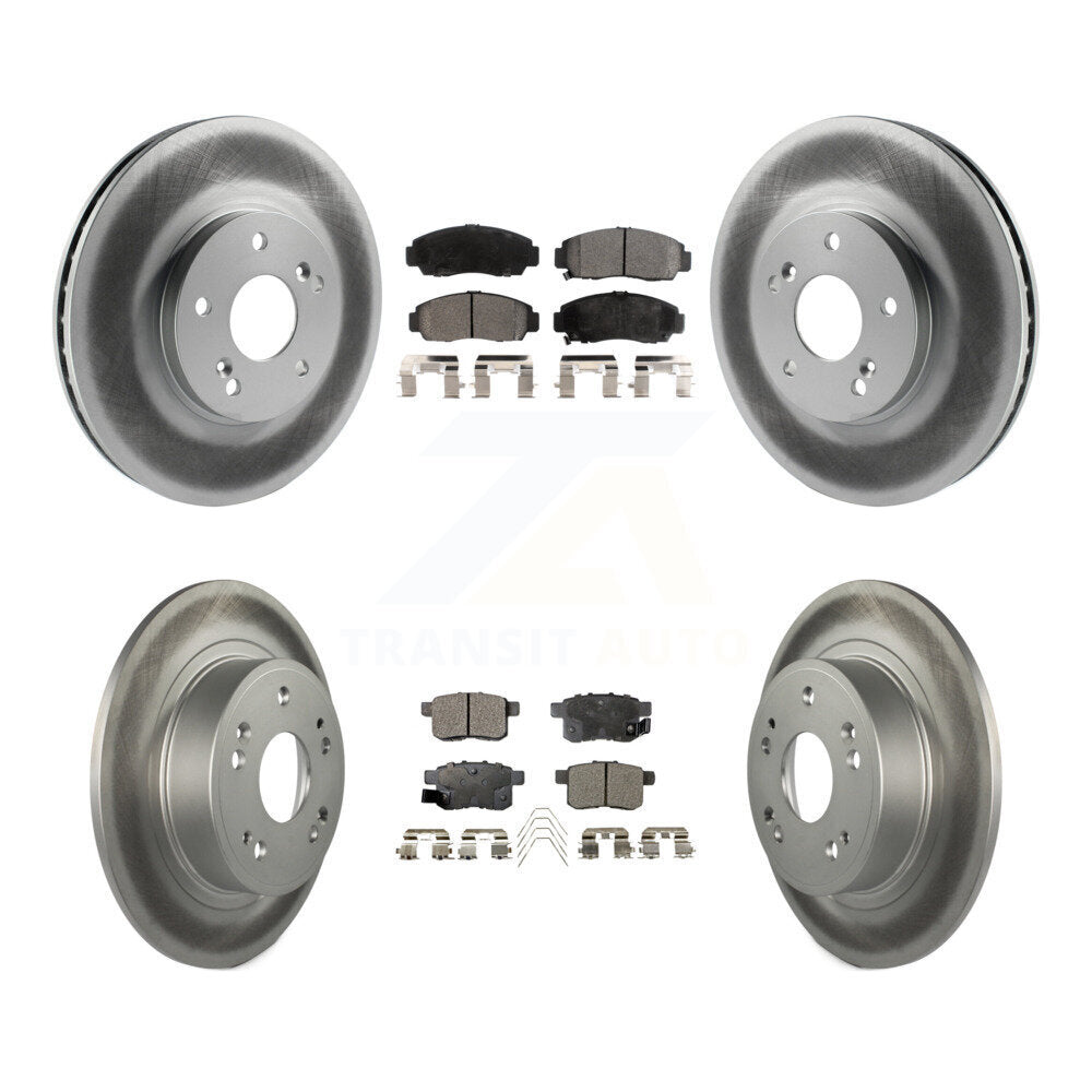 Front Rear Coated Disc Brake Rotors And Ceramic Pads Kit For Honda Accord Acura TSX KGT-100857