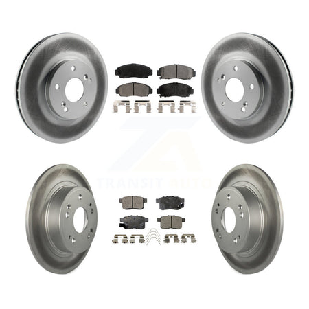 Front Rear Coated Disc Brake Rotors And Ceramic Pads Kit For Honda Accord Acura TSX KGT-100857