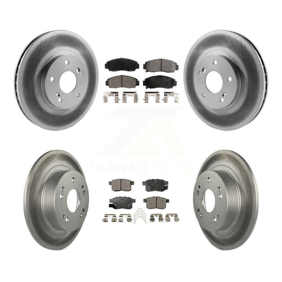 Front Rear Coated Disc Brake Rotors And Ceramic Pads Kit For Honda Accord Acura TSX KGT-100857