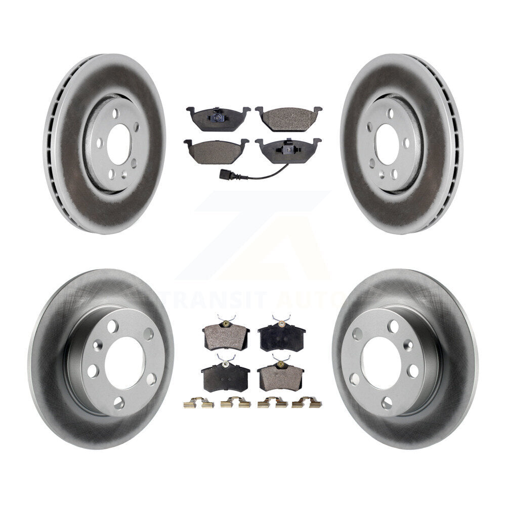 Front Rear Coated Disc Brake Rotor And Ceramic Pad Kit For 2000-2001 Volkswagen Golf 2.0L KGT-100863
