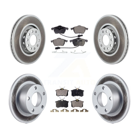 Front Rear Coated Disc Brake Rotors And Ceramic Pads Kit For Audi A6 KGT-100873