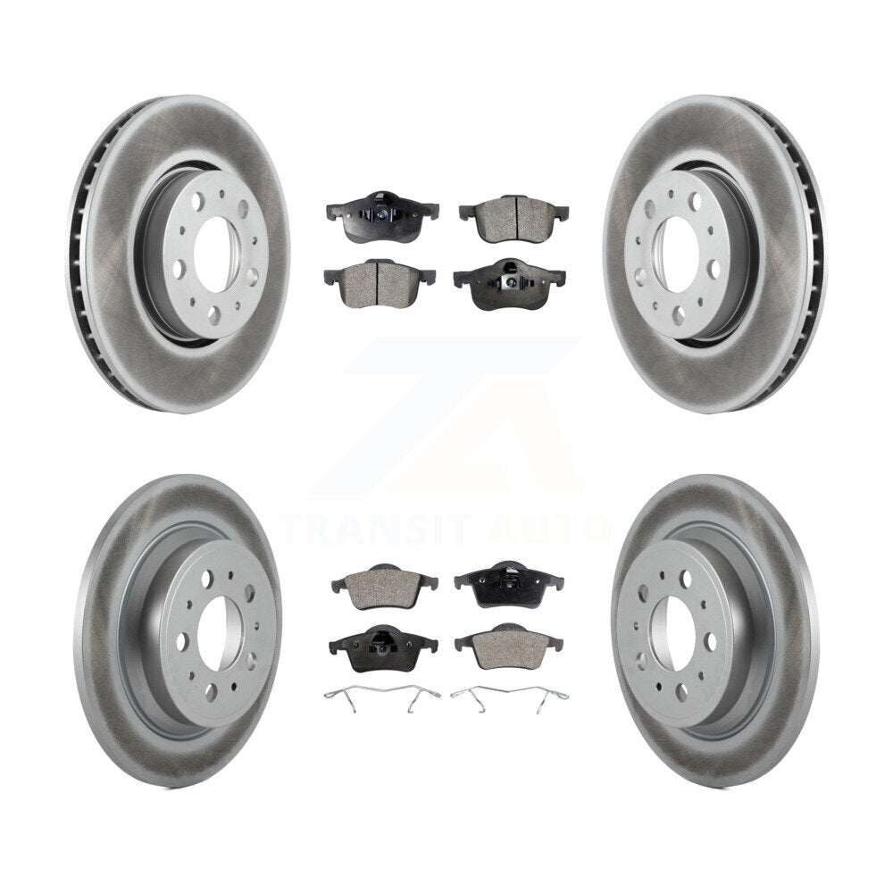 Front Rear Coated Disc Brake Rotors And Ceramic Pads Kit For Volvo S60 XC70 V70 S80 KGT-100879