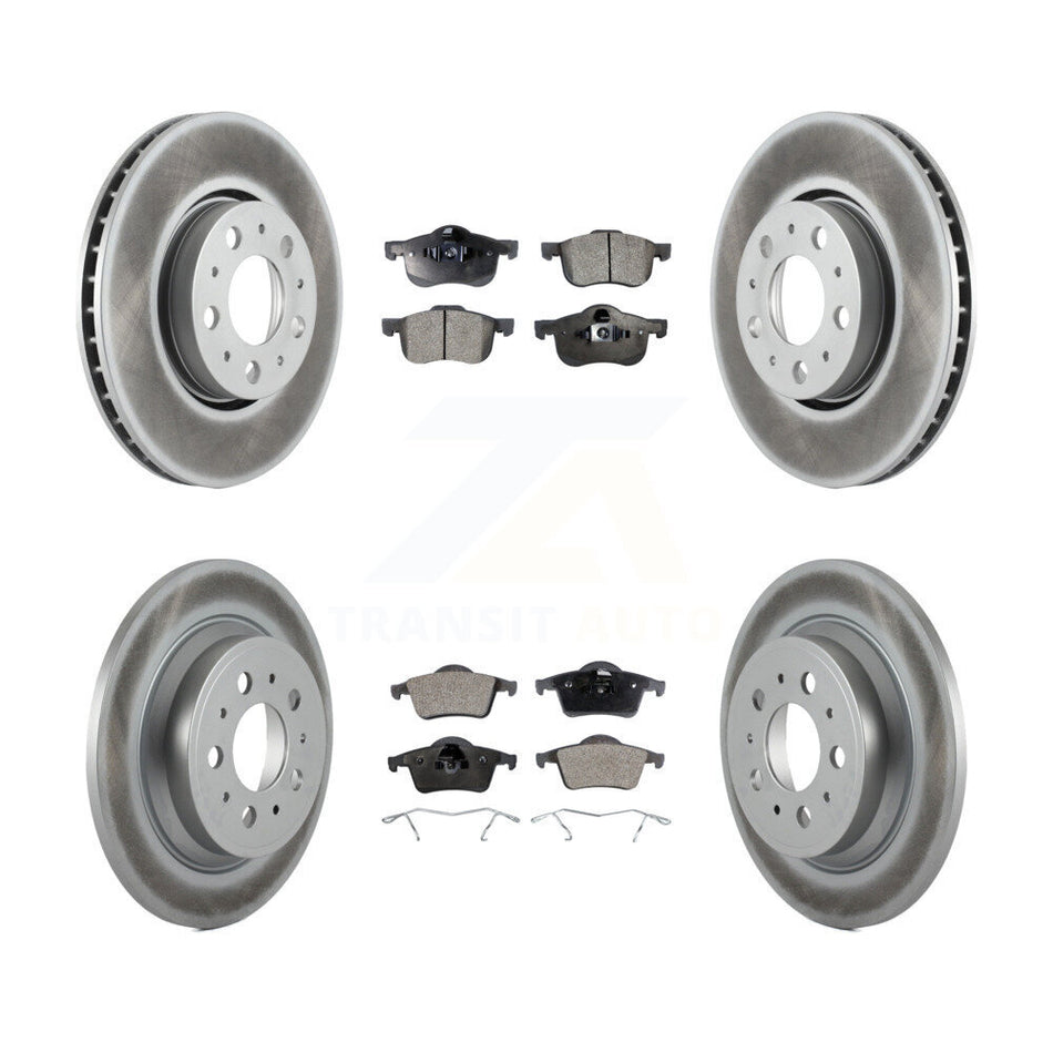 Front Rear Coated Disc Brake Rotors And Ceramic Pads Kit For Volvo S60 XC70 V70 S80 KGT-100879