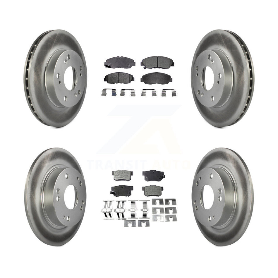 Front Rear Coated Disc Brake Rotors And Ceramic Pads Kit For Honda Civic KGT-100883