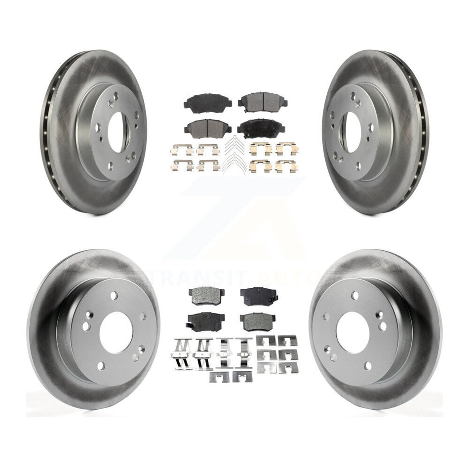 Front Rear Coated Disc Brake Rotors And Ceramic Pads Kit For Honda Civic Acura RSX KGT-100884