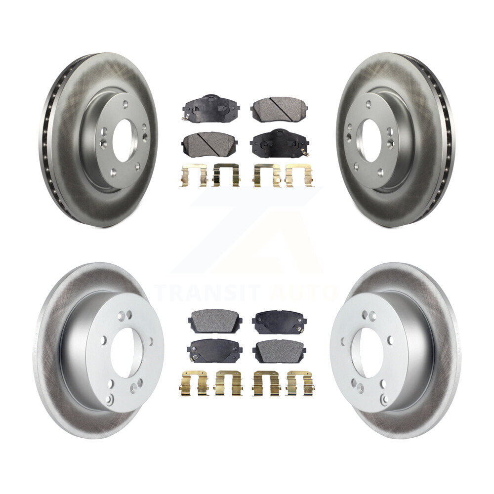 Front Rear Coated Disc Brake Rotors And Ceramic Pads Kit For 2010-2012 Kia Rondo KGT-100893