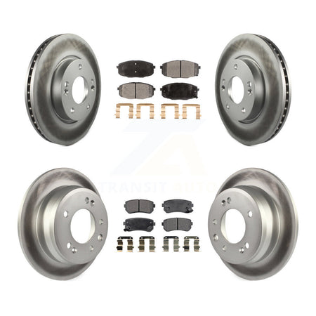 Front Rear Coated Disc Brake Rotors And Ceramic Pads Kit For Hyundai Elantra KGT-100894