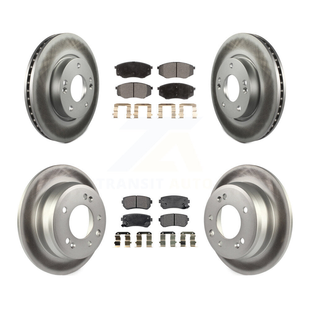 Front Rear Coated Disc Brake Rotors & Ceramic Pad Kit For Hyundai Tucson Kia Sportage FWD KGT-100895
