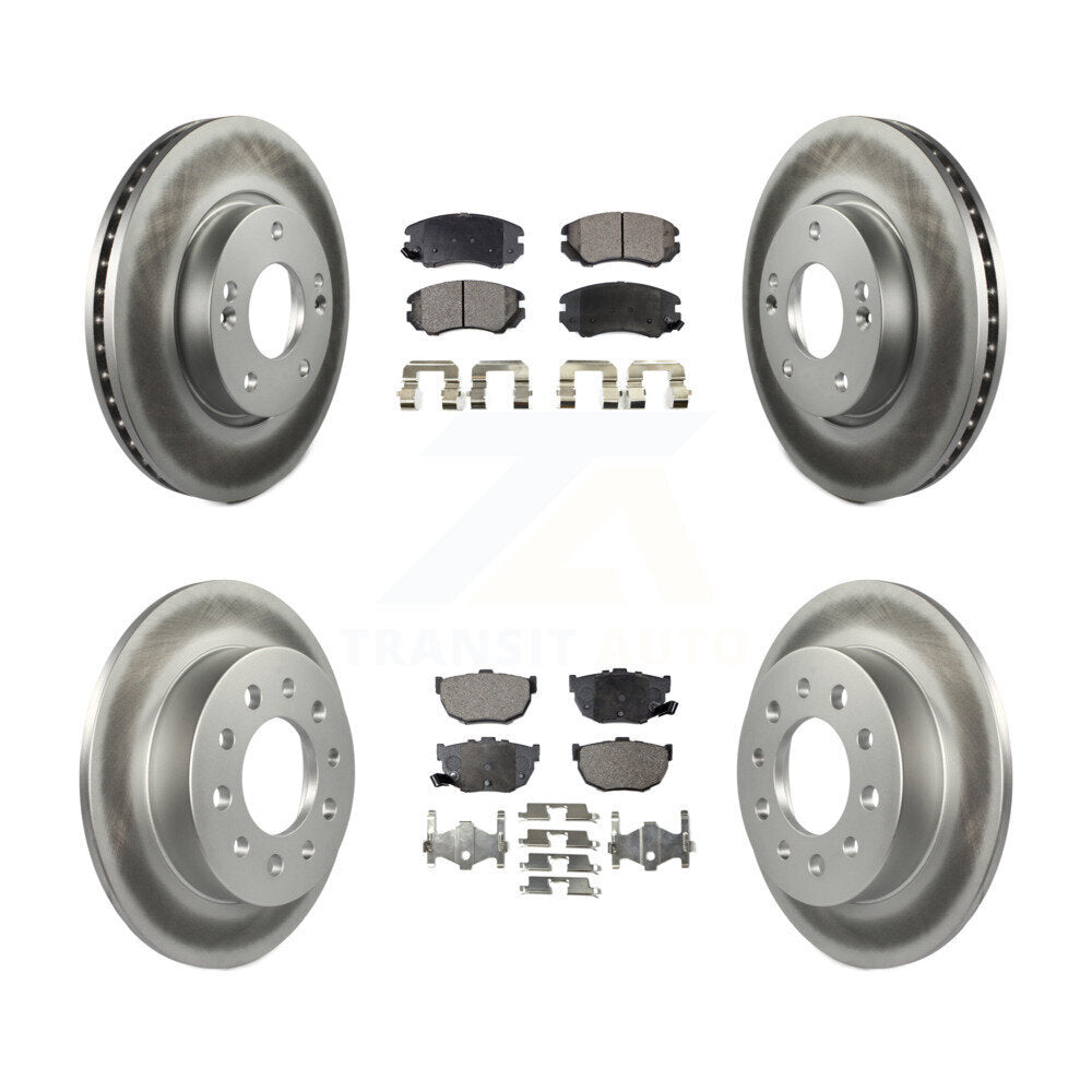 Front Rear Coated Disc Brake Rotors And Ceramic Pads Kit For Hyundai Tiburon KGT-100896