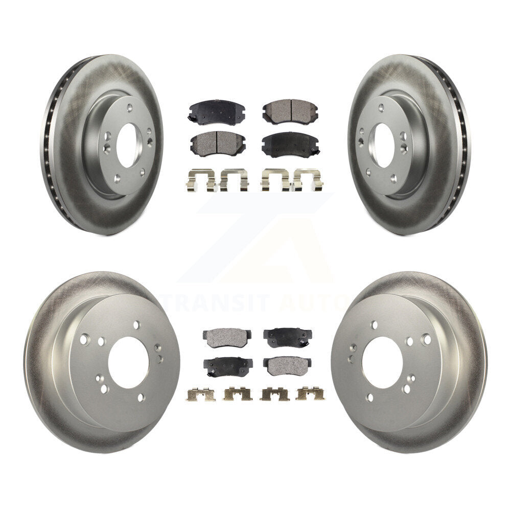 Front Rear Coated Disc Brake Rotors And Ceramic Pads Kit For Hyundai Tucson Kia Sportage KGT-100897