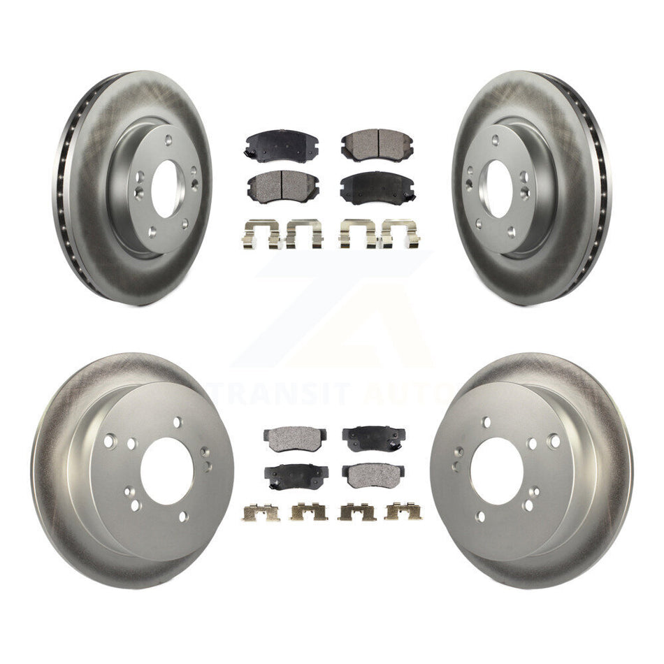 Front Rear Coated Disc Brake Rotors And Ceramic Pads Kit For Hyundai Tucson Kia Sportage KGT-100897
