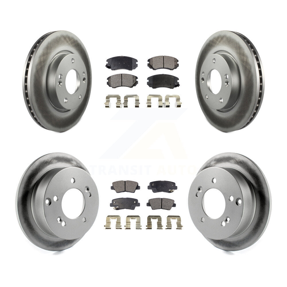 Front Rear Coated Disc Brake Rotors And Ceramic Pads Kit For Hyundai Sonata 2.4L KGT-100898