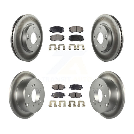 Front Rear Coated Disc Brake Rotors And Ceramic Pads Kit For 2012-2013 Kia Soul KGT-100900