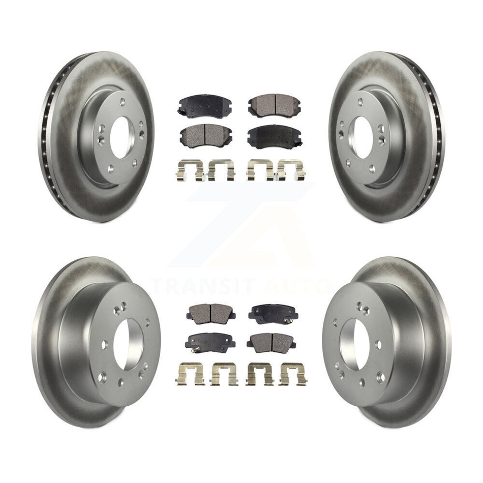 Front Rear Coated Disc Brake Rotors And Ceramic Pads Kit For 2012-2013 Kia Soul KGT-100900