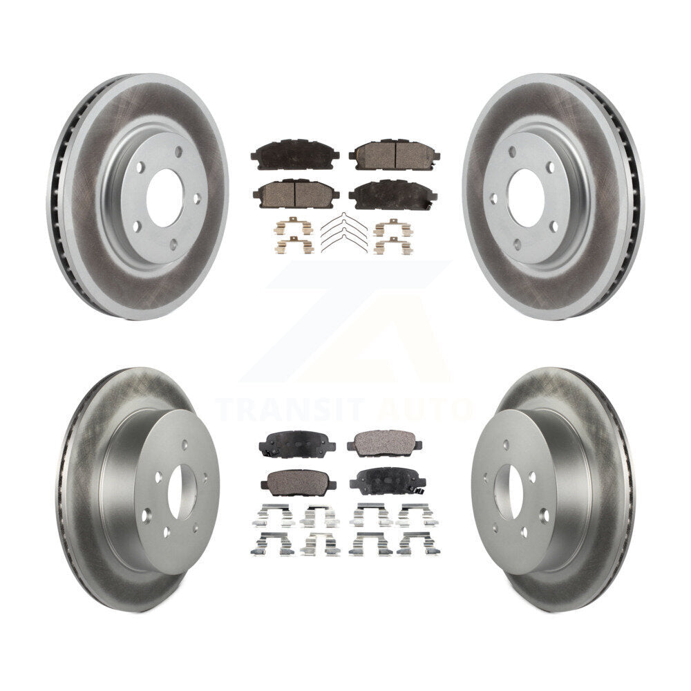Front Rear Coated Disc Brake Rotors And Ceramic Pads Kit For 2011-2017 Nissan Quest KGT-100910
