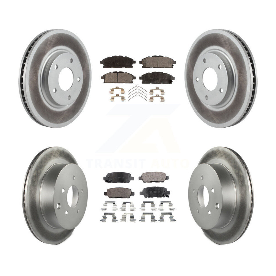 Front Rear Coated Disc Brake Rotors And Ceramic Pads Kit For 2011-2017 Nissan Quest KGT-100910
