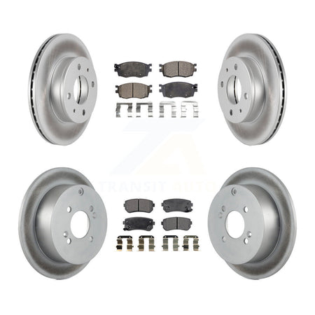 Front Rear Coated Disc Brake Rotors And Ceramic Pad Kit For 2006 Hyundai Accent Hatchback KGT-100932