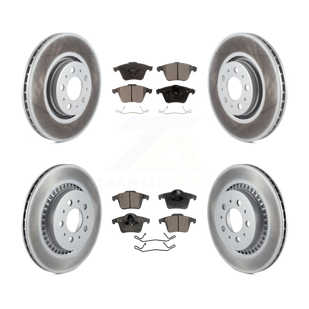 Front Rear Coated Disc Brake Rotors And Ceramic Pads Kit For Volvo XC90 KGT-100938