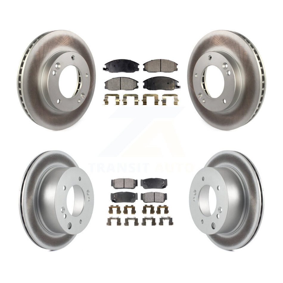 Front Rear Coated Disc Brake Rotors And Ceramic Pads Kit For 2003-2006 Kia Sorento KGT-100961
