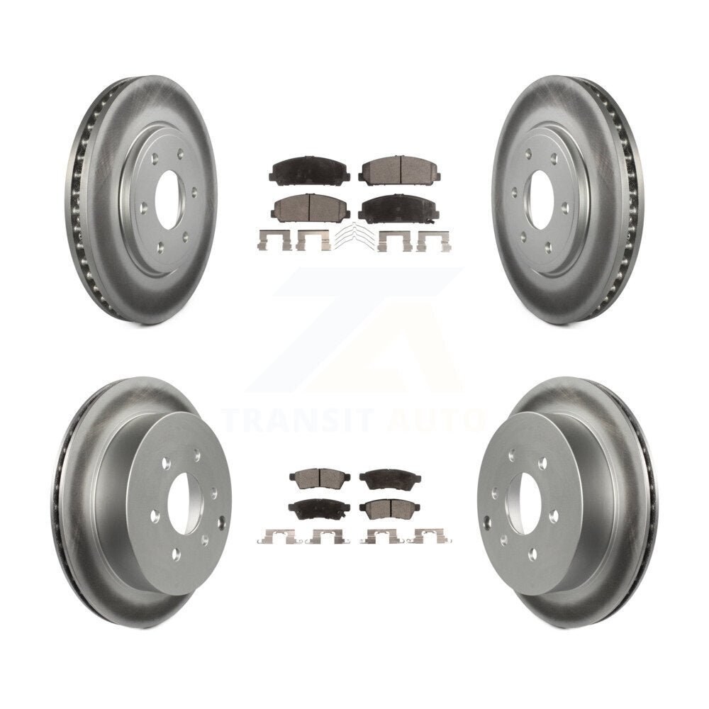 Front Rear Coated Disc Brake Rotors And Ceramic Pads Kit For Suzuki Equator KGT-100976