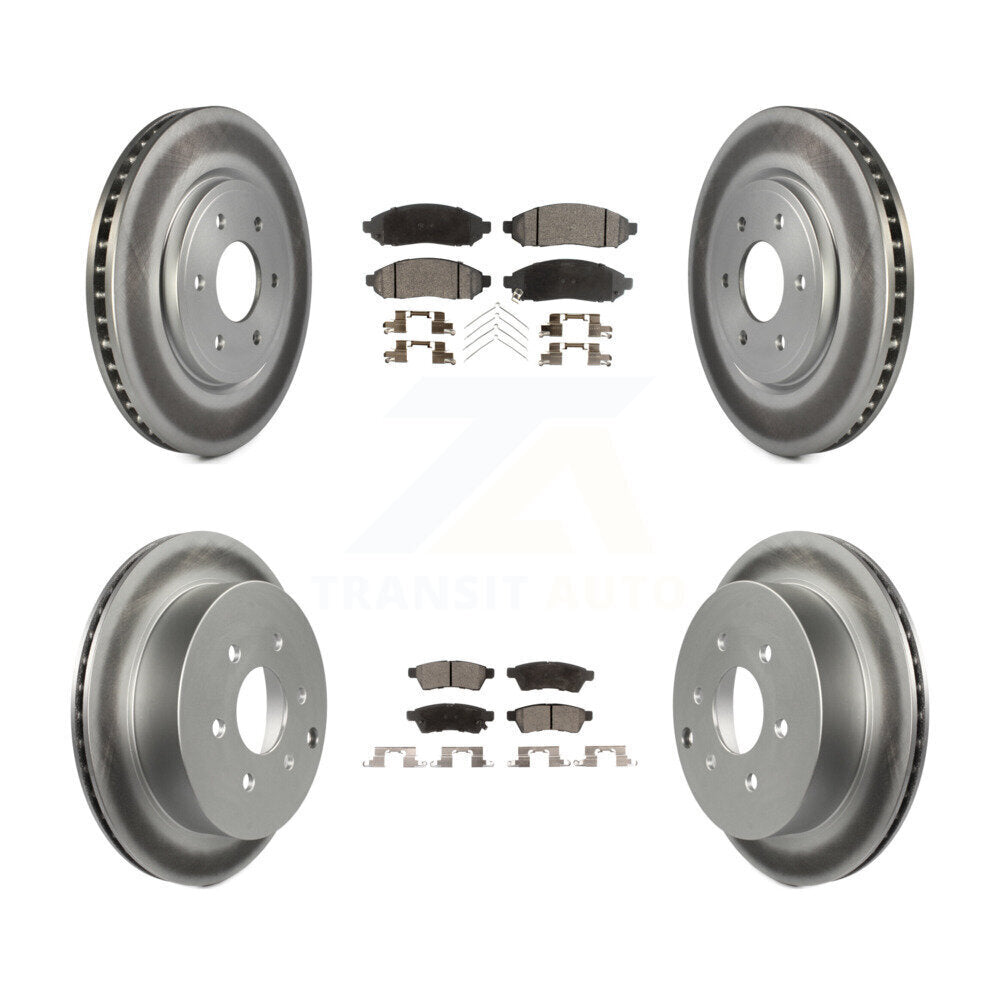 Front Rear Coated Brake Rotor & Ceramic Pad Kit For Nissan Frontier Xterra Suzuki Equator KGT-100977