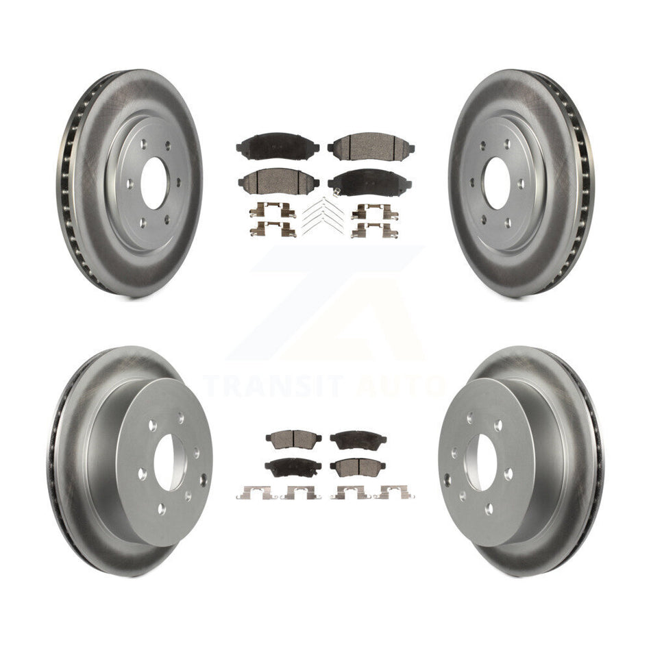 Front Rear Coated Brake Rotor & Ceramic Pad Kit For Nissan Frontier Xterra Suzuki Equator KGT-100977