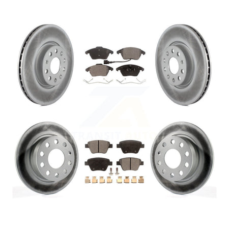 Front Rear Coated Disc Brake Rotors & Ceramic Pad Kit For 2017-2018 Volkswagen Jetta 2.0L KGT-100987
