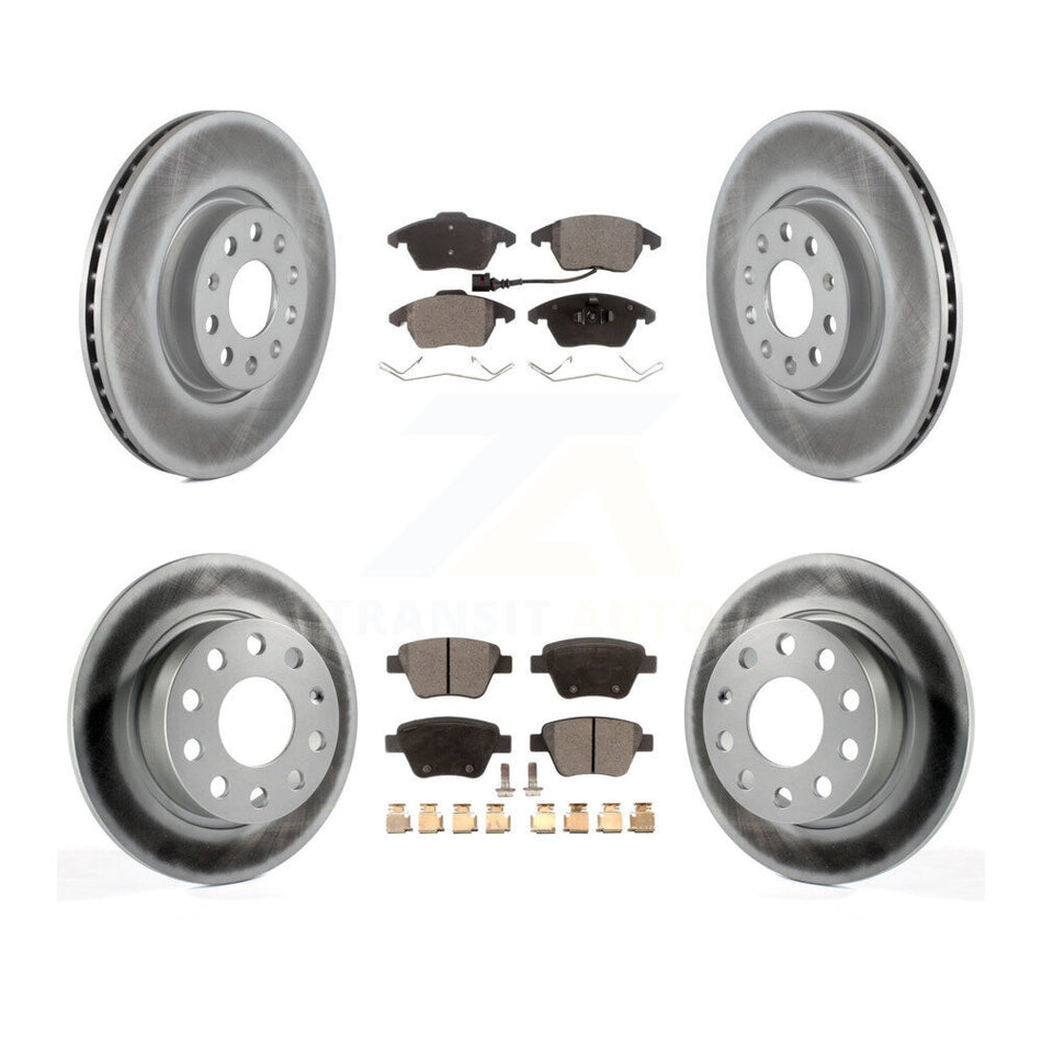Front Rear Coated Disc Brake Rotors & Ceramic Pad Kit For 2017-2018 Volkswagen Jetta 2.0L KGT-100987