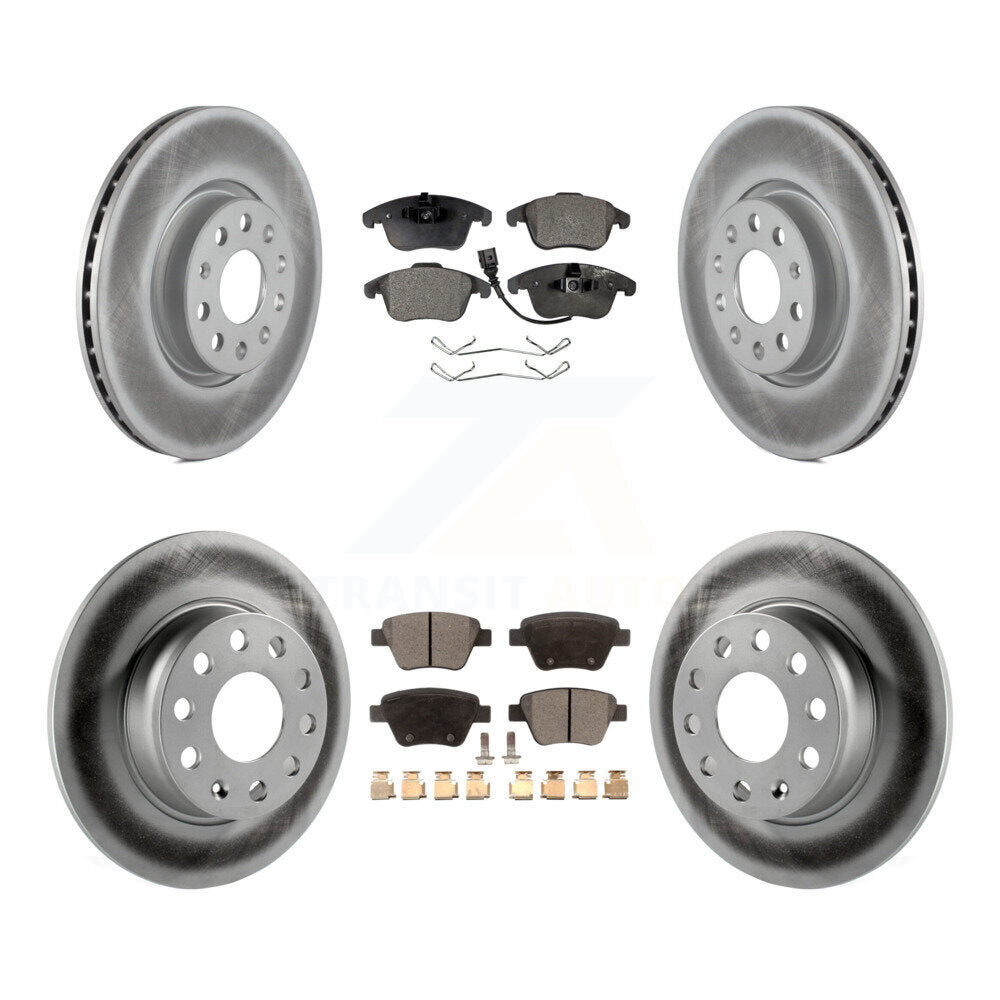 Front Rear Coated Disc Brake Rotors And Ceramic Pads Kit For 2012-2014 Volkswagen Passat KGT-100990