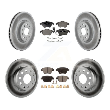 Front Rear Coated Disc Brake Rotors And Ceramic Pads Kit For 2012-2014 Volkswagen Passat KGT-100990