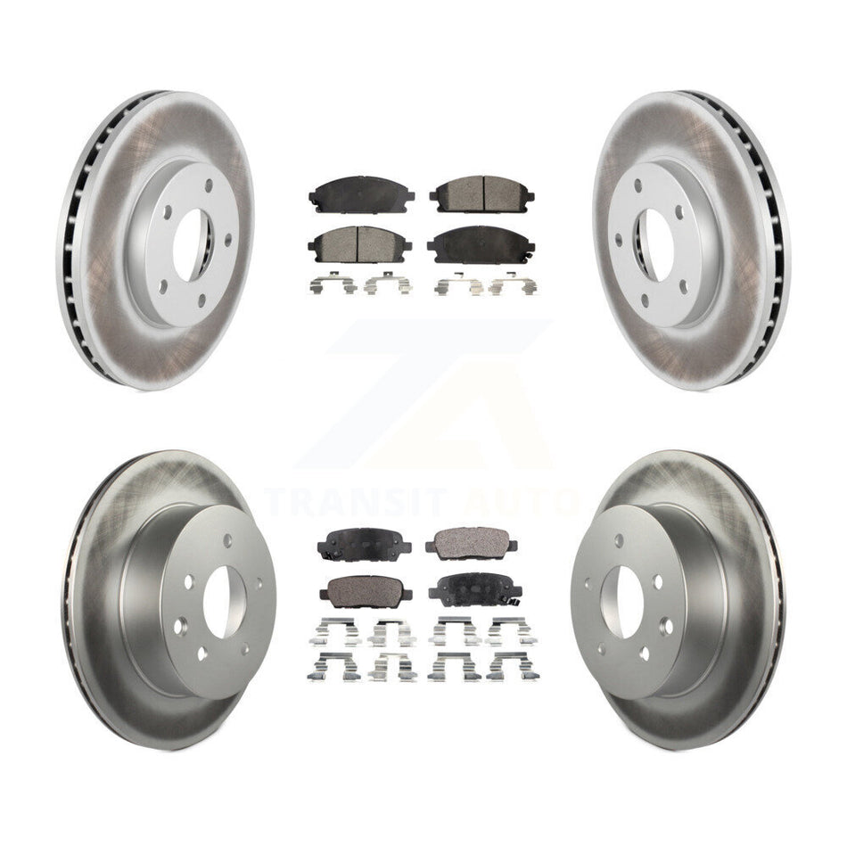 Front Rear Coated Disc Brake Rotors And Ceramic Pads Kit For 2005-2006 Nissan X-Trail KGT-100992