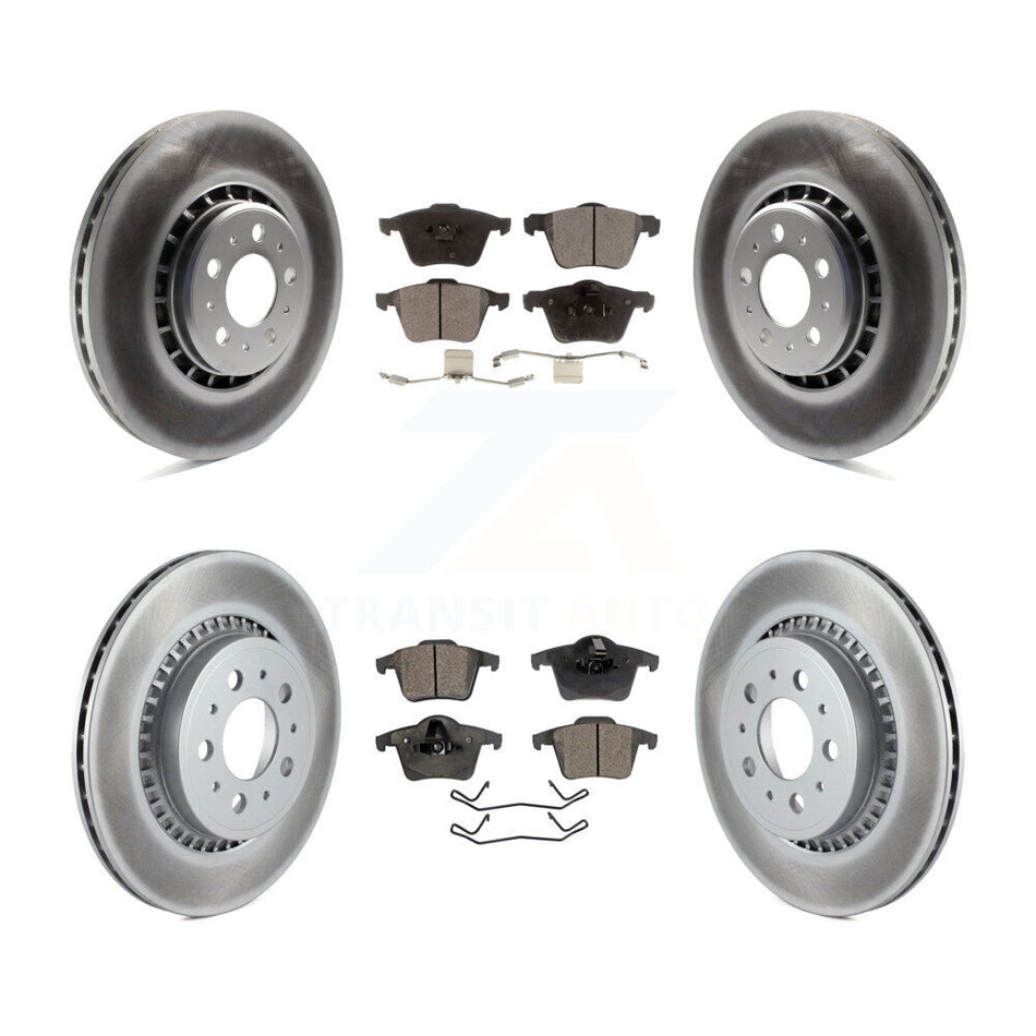Front Rear Coated Disc Brake Rotors And Ceramic Pads Kit For Volvo XC90 KGT-100996