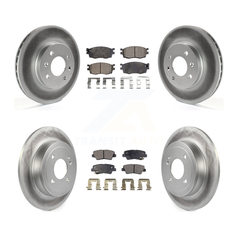 Front Rear Coated Disc Brake Rotors And Ceramic Pads Kit For 2011 Hyundai Accent KGT-101003