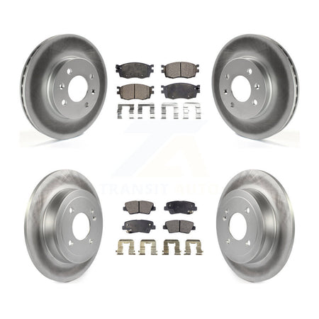 Front Rear Coated Disc Brake Rotors And Ceramic Pads Kit For 2011 Hyundai Accent KGT-101003