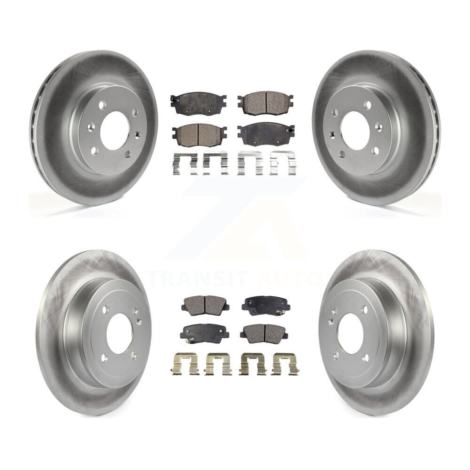 Front Rear Coated Disc Brake Rotors And Ceramic Pads Kit For 2011 Hyundai Accent KGT-101003