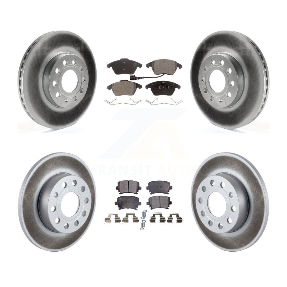 Front Rear Coated Disc Brake Rotors And Ceramic Pads Kit For Volkswagen Rabbit KGT-101006