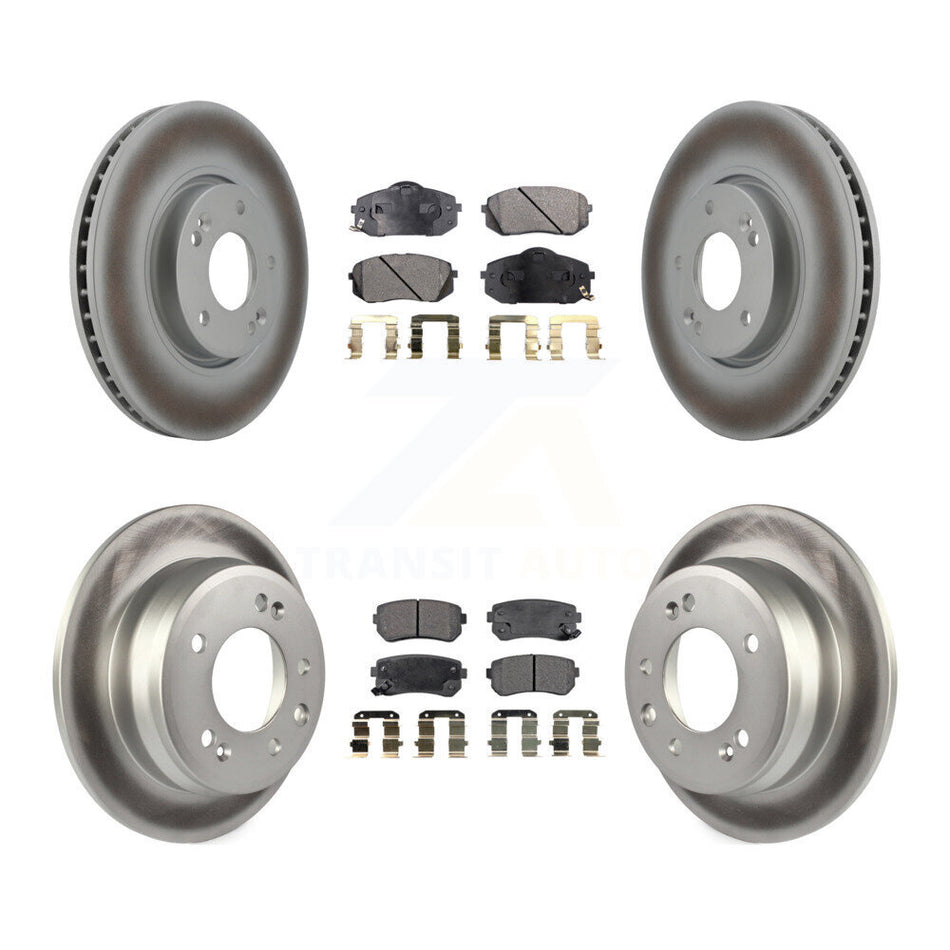 Front Rear Coated Disc Brake Rotors And Ceramic Pads Kit For Hyundai Tucson Kia Sportage KGT-101011