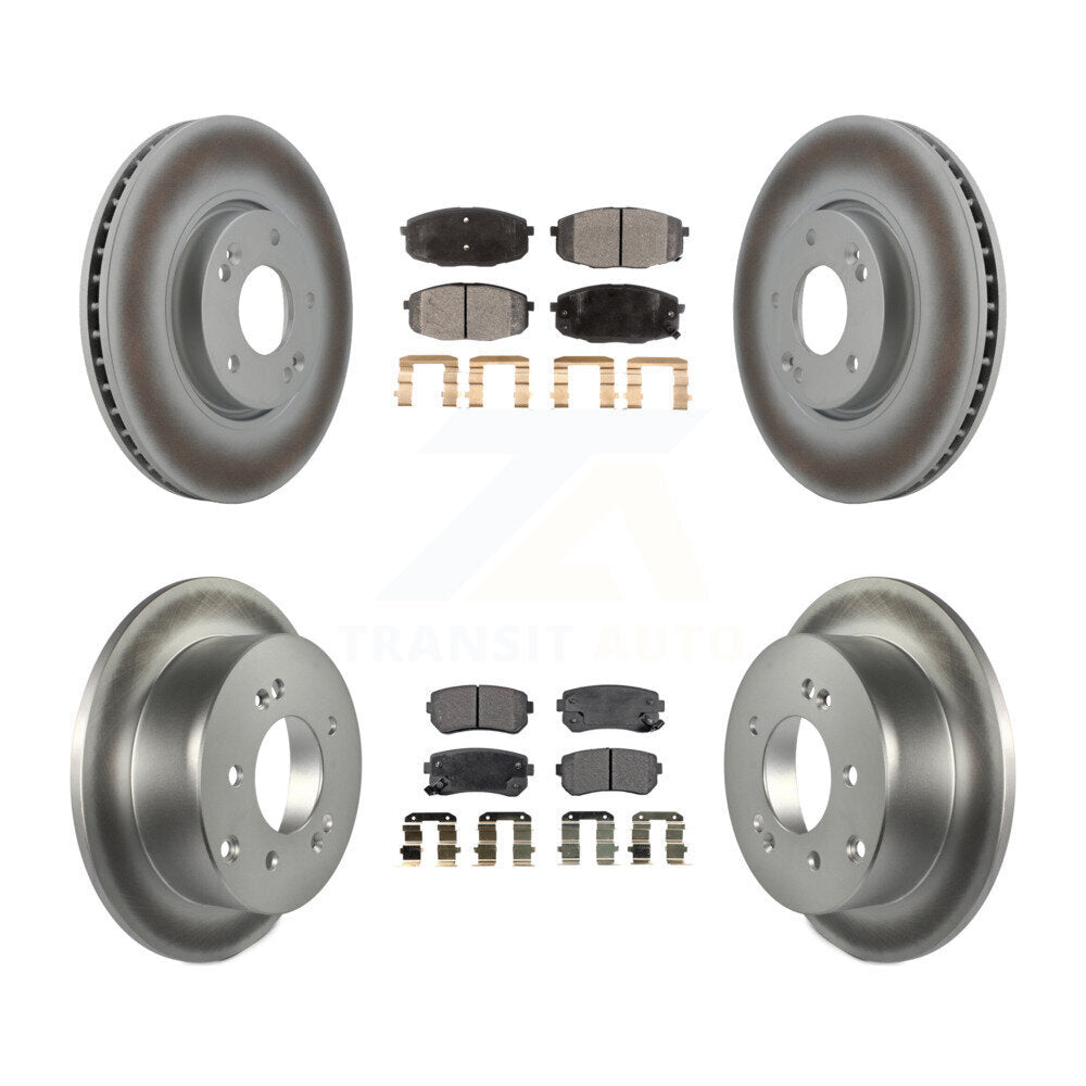 Front Rear Coated Disc Brake Rotors And Ceramic Pads Kit For Kia Forte Koup Forte5 KGT-101012