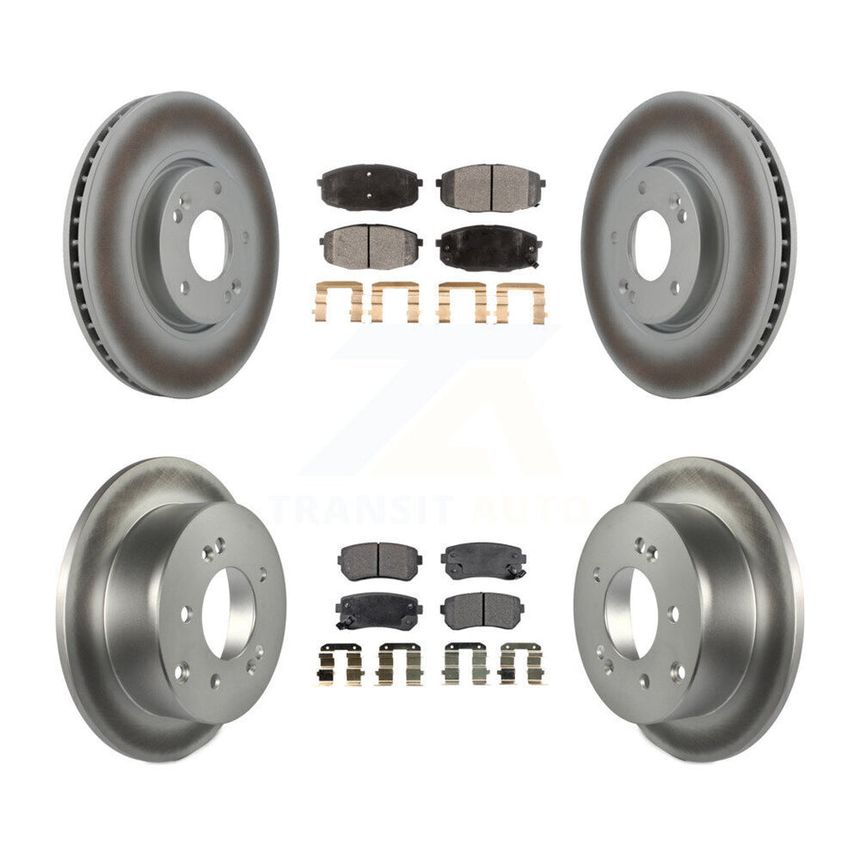 Front Rear Coated Disc Brake Rotors And Ceramic Pads Kit For Kia Forte Koup Forte5 KGT-101012