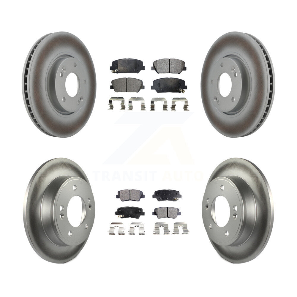 Front Rear Coated Brake Rotor Ceramic Pad Kit For 2013-2015 Hyundai Veloster Turbocharged KGT-101013