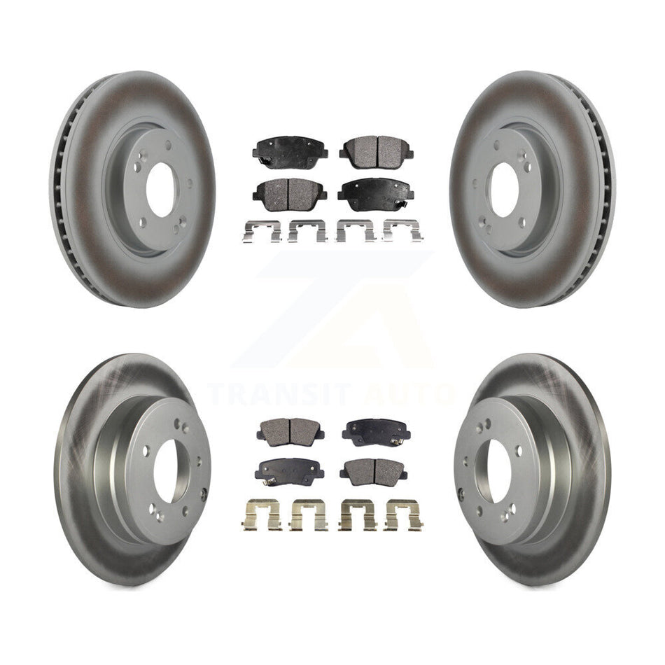 Front Rear Coated Disc Brake Rotors And Ceramic Pads Kit For Hyundai Sonata Kia Optima KGT-101016