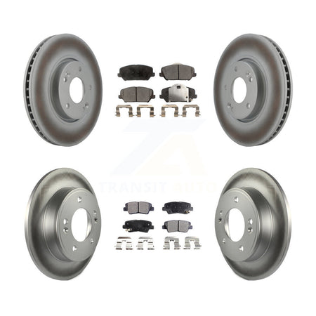 Front Rear Coated Disc Brake Rotors And Ceramic Pads Kit For Kia Forte Forte5 Koup KGT-101020