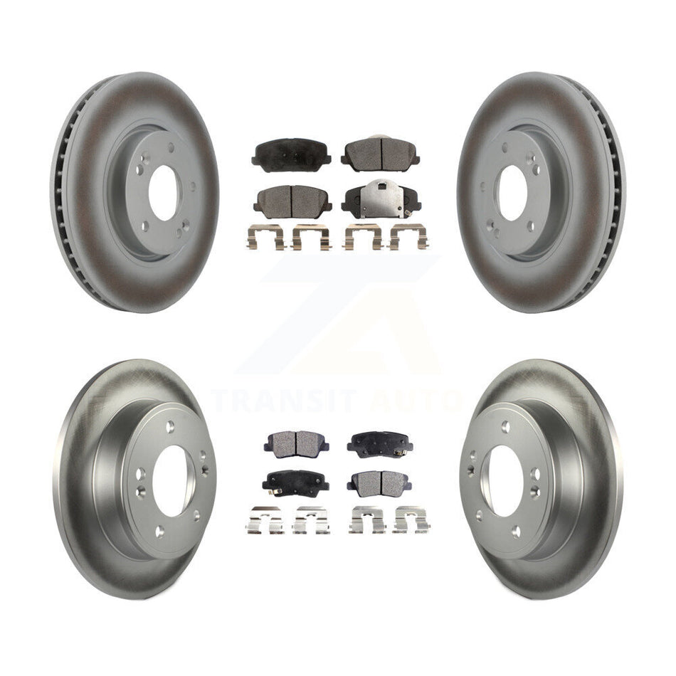 Front Rear Coated Disc Brake Rotors And Ceramic Pads Kit For Kia Forte Forte5 Koup KGT-101020