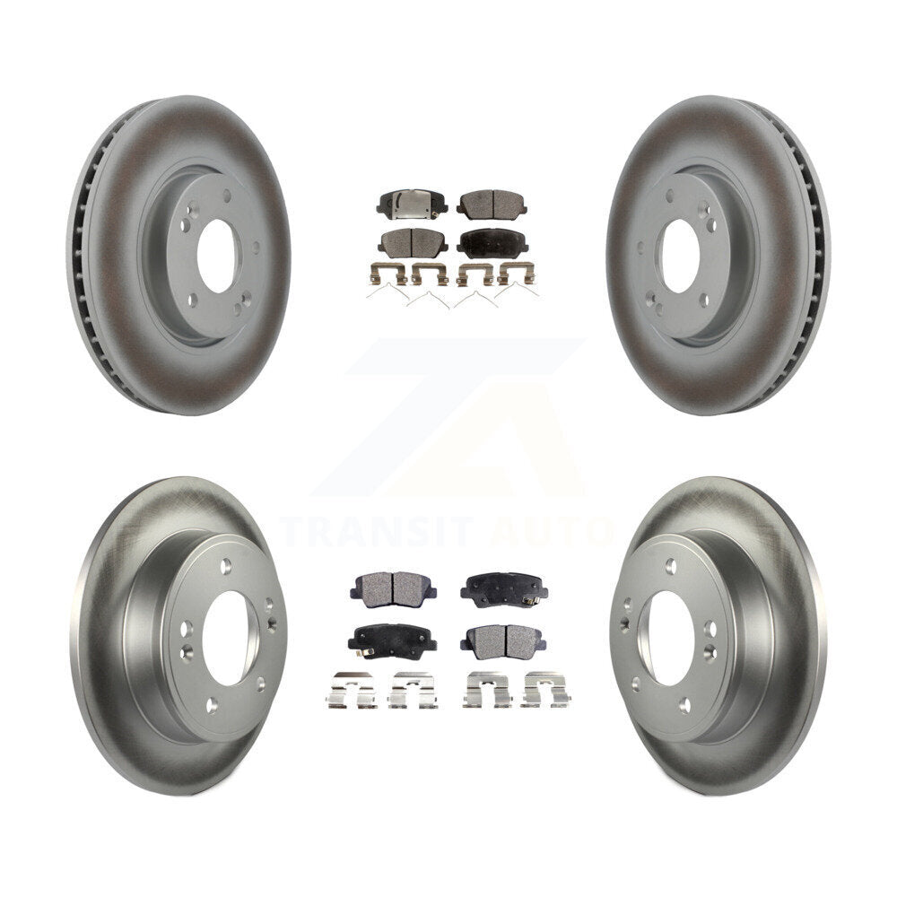 Front Rear Coated Disc Brake Rotor & Ceramic Pad Kit For 2017 Kia Forte Koup Turbocharged KGT-101021