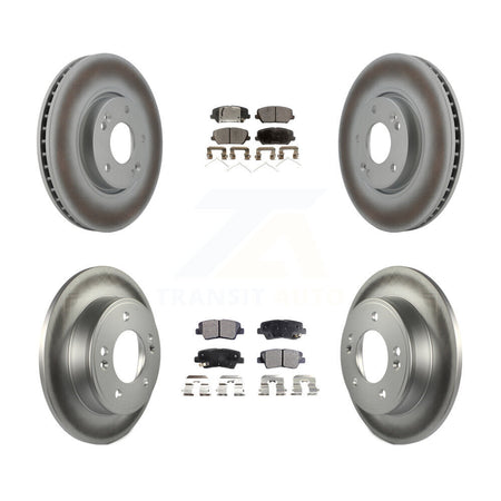 Front Rear Coated Disc Brake Rotor & Ceramic Pad Kit For 2017 Kia Forte Koup Turbocharged KGT-101021