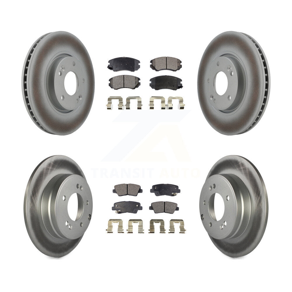 Front Rear Coated Disc Brake Rotors And Ceramic Pads Kit For Hyundai Sonata 3.3L KGT-101023