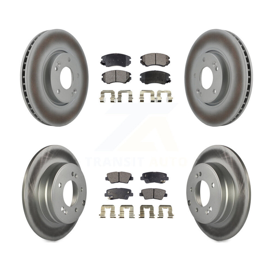 Front Rear Coated Disc Brake Rotors And Ceramic Pads Kit For Hyundai Sonata 3.3L KGT-101023