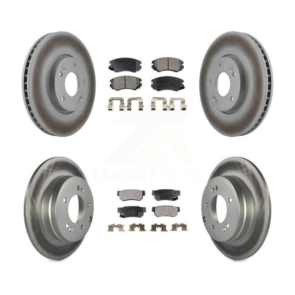 Front Rear Coated Disc Brake Rotors And Ceramic Pads Kit For Hyundai Sonata 3.3L KGT-101024